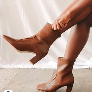 Lulu’s Square Toe Brown Booties